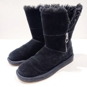 Koolaburra by UGG Aribel Short Mid Calf Boot Women’s 7 US Black Suede Faux Fur
